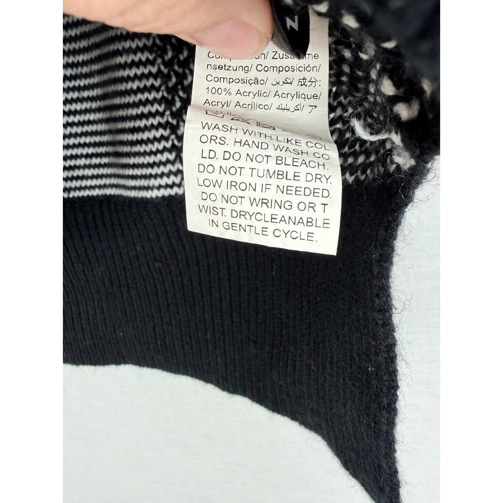 SHEIN Black White Geometric Patchwork Knit Sweater Vest V-Neck Striped Small - Picture 6 of 14